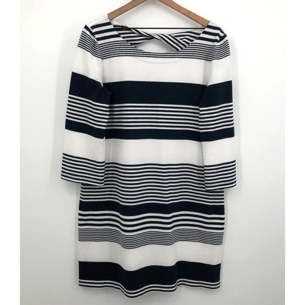 Lilly Pulitzer Bay Dress Women XL True Navy Coconut Stripe Jacquard Style 27867